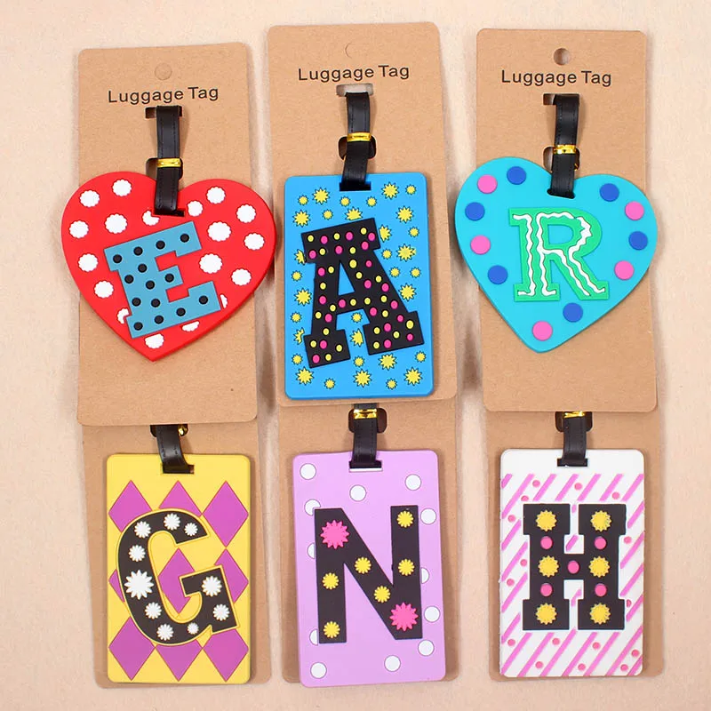 

Tavel Accessories Creative Capital Letter Luggage Tag Silica Gel Suitcase ID Addres Holder Baggage Boarding Tags Portable Label