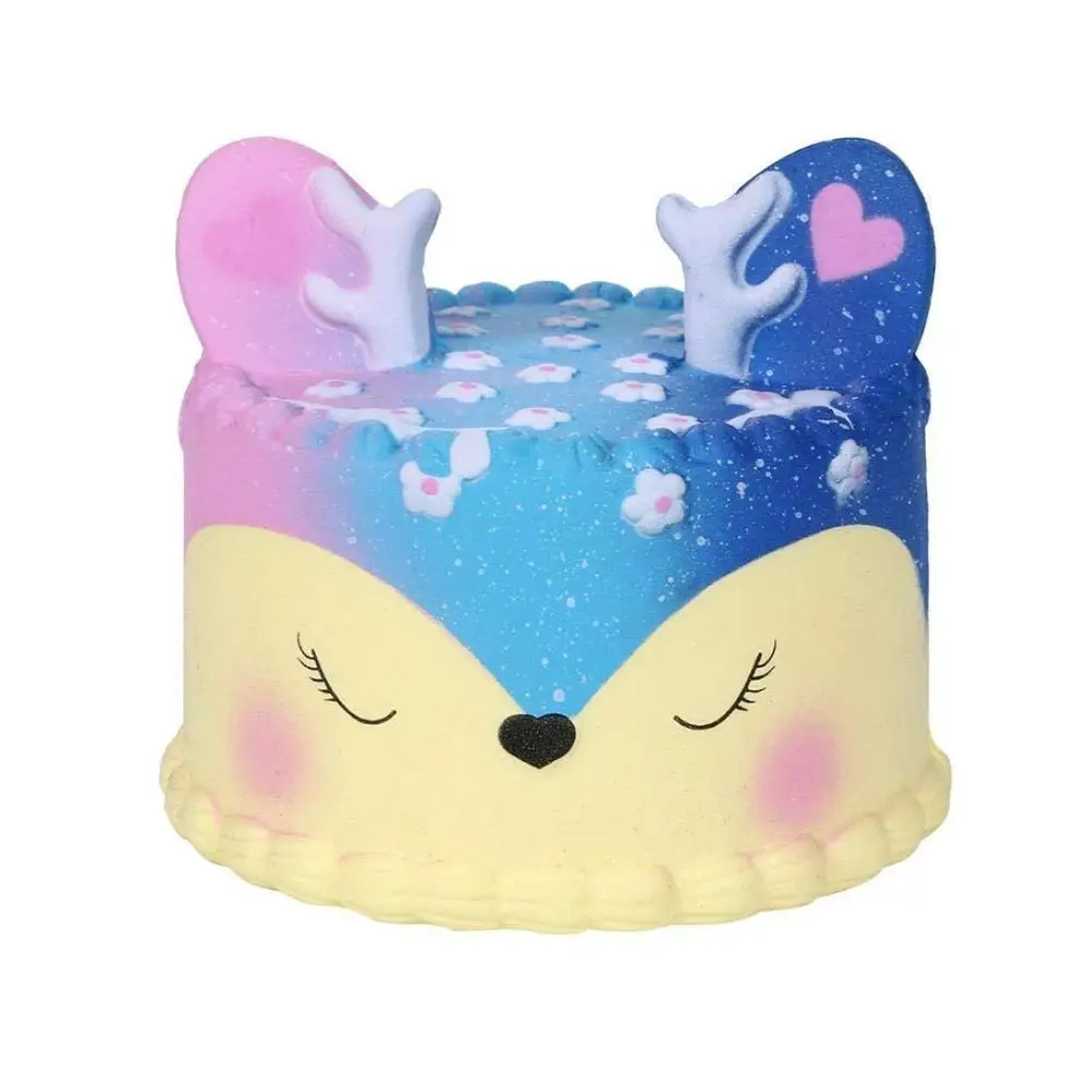 coloful jumbo Deer Cake Squishy slow rising antistress toy stress relief toy for children boys girls adults autism squeeze toy - Цвет: rainbow deer cake