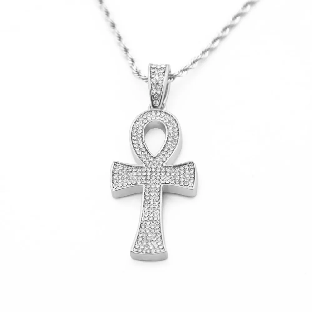 MCSAYS Hip Hop Jewelry Gold Color Ankh Cross Full CZ African Cross