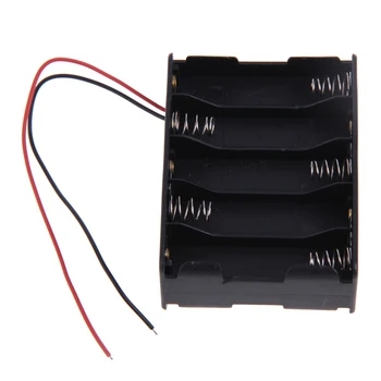 

1pc New Plastic 10x AA Mobile Battery Clip Holder Case Box with Wire Leads High Quality Plastic Battery Protect Box Holder Black