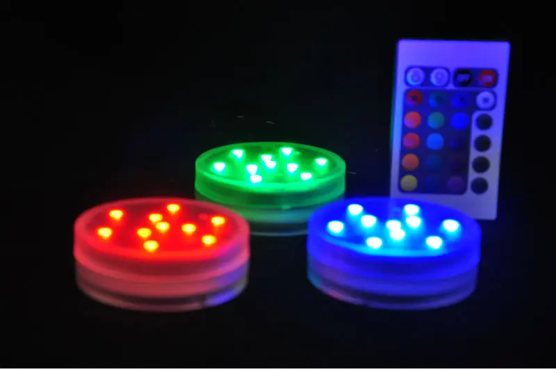 

Kitosun 4pcs Waterproof Submersible LED Lights Underwater Base Remote Controlled Battery Operated Lights for Vase Hookah Decor