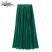 Весенние модные женские юбки, плиссированные повседневные стильные однотонные женские юбки длиной до лодыжки с высокой талией, D403 30