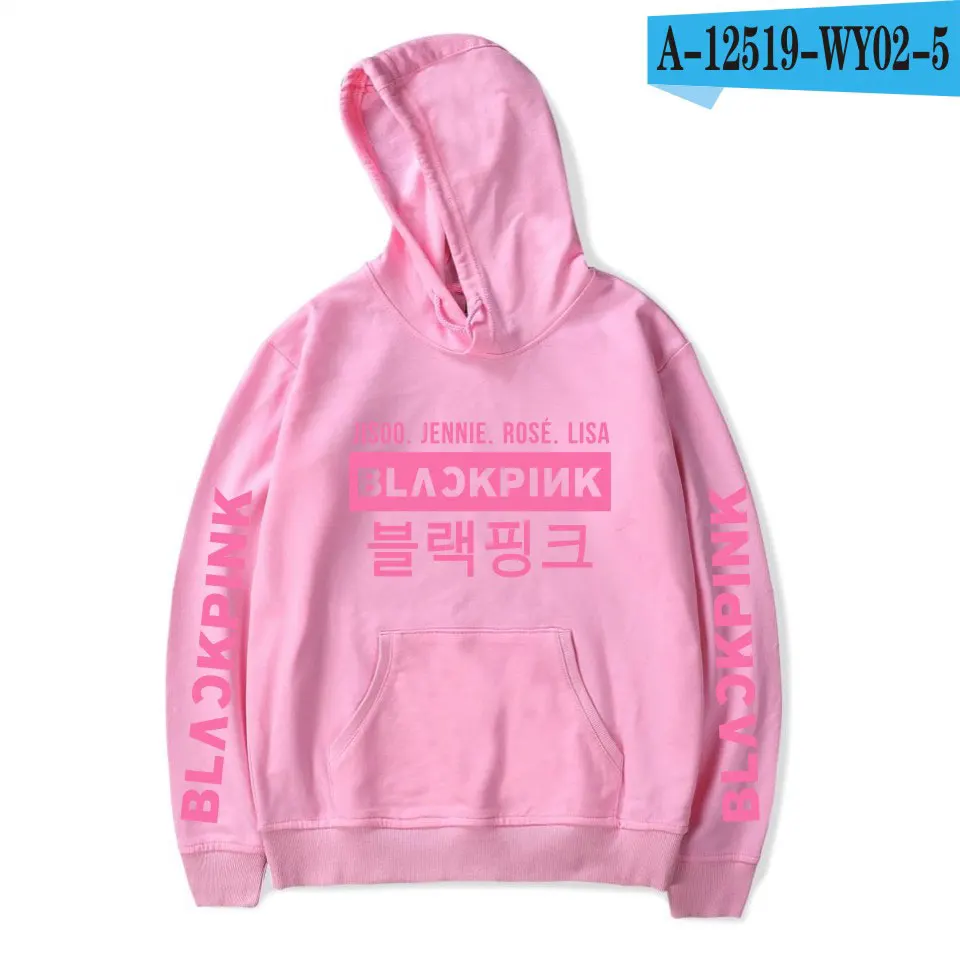 Luckfidayf Blackpink kpop толстовки с надписью Женская толстовка из хлопка с длинным рукавом черный розовый kpop повседневная одежда 4xl - Цвет: pink