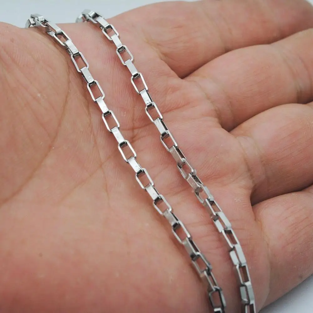 

Wholesale Jewelry -- (3pcs/lot) 50/60/70/80 cm x 3 mm Titanium steel White Long Box Necklaces for Men Fashion Jewlery No Fade
