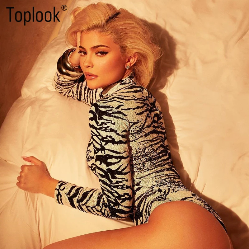 

Leopard Print Bodysuit Women High Neck Fashion Bodycon Winter Spring Long Sleeve Sexy Femme Body 2019 New Nova Woman