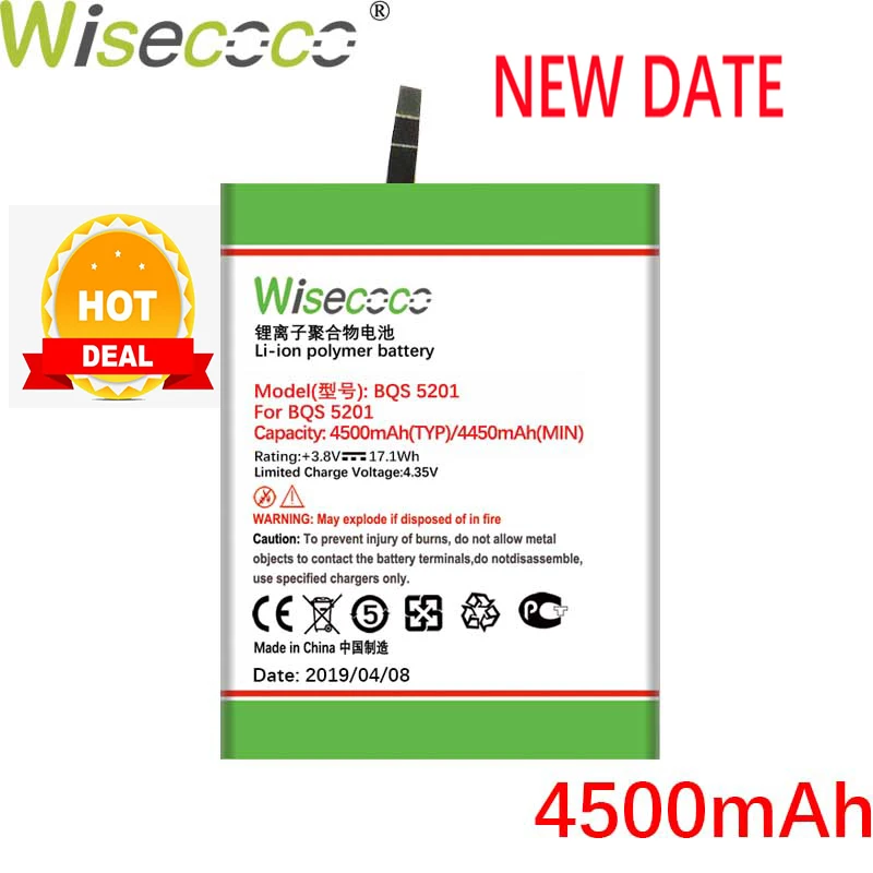 Wisecoco BQS5201 4500 мАч Высококачественный аккумулятор для BQ BQS 5201 BQS-5201 космический телефон Встроенная батарея Замена+ номер отслеживания