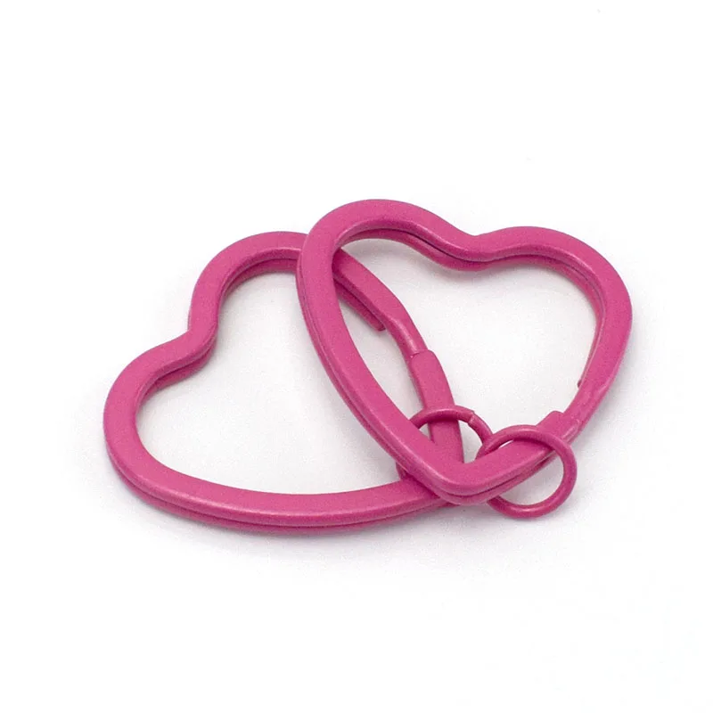 Meetee 20 шт 30 мм Сердце O D кольцо брелок для ключей окрашенные красочные DIY брелок ручной работы крюковые мешки украшения аксессуары BF204 - Цвет: hot pink