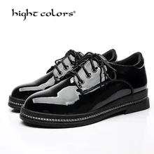 Офисная и деловая женская обувь на плоской платформе; женские лоферы из лакированной кожи на шнуровке; женская обувь; однотонные оксфорды; Ta168