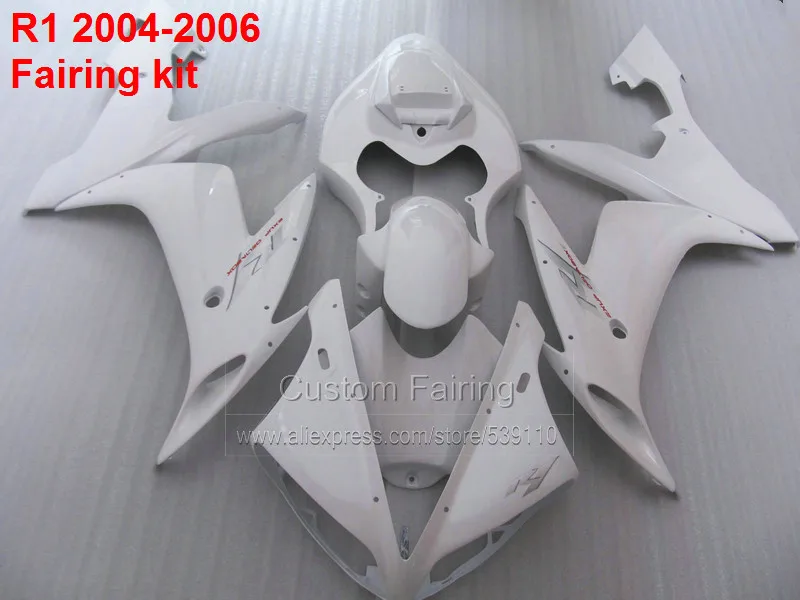 Чистый белый Обтекатели для Yamaha YZF R1 04 06 2004 2005 2006 обтекатель комплект Бесплатная настроить литья под давлением SZ07
