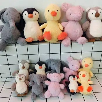 

Wholesale 18-25cm plush dolls gray elephant / pig / duck / penguin plush toys dolls children to calm