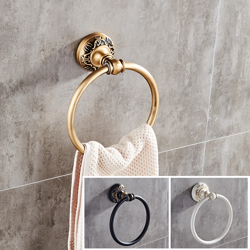 Античный/черный/белый Настенный Круглый Полотенца кольцо классический Ванная комната Полотенца держатель Аксессуары для ванной комнаты