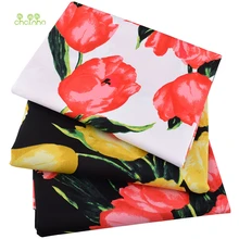 Chainho, тюльпан Цветочные серии, печатных стрейч поплин/простой хлопок ткань для DIY квилтинга и шитья платье рубашка юбка ткань материал
