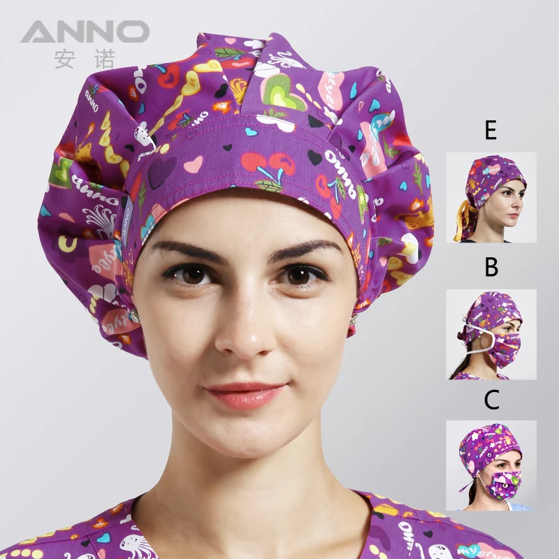 

ANNO Disposable Purple Hospital Hat Surgical Caps medical cap Nurse Hat for Women Men Cartoon Hat Scrub hats Dead Dress