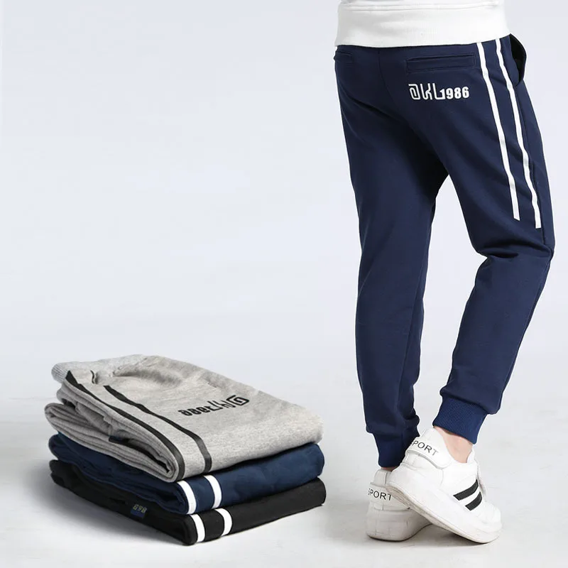 

5-14T Boys Harem Pants Gray Black Navy Blue Autumn Sweatpants Letter Printing Stripe Casual School Sport Jogging Trousers