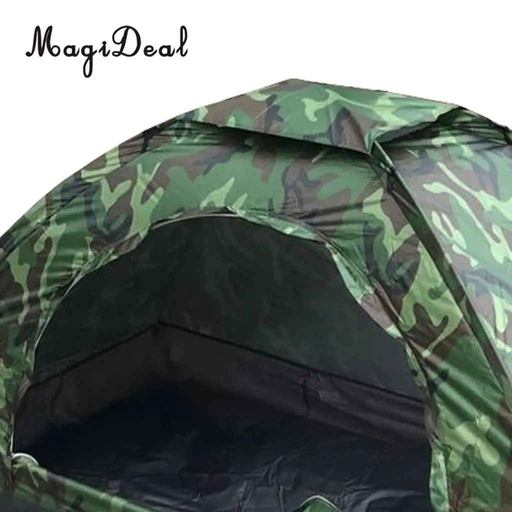 MagiDeal Outdoor Waterproof Windproof Anti-UV Single Camouflage Tent with Tent Nails and Storage Bag