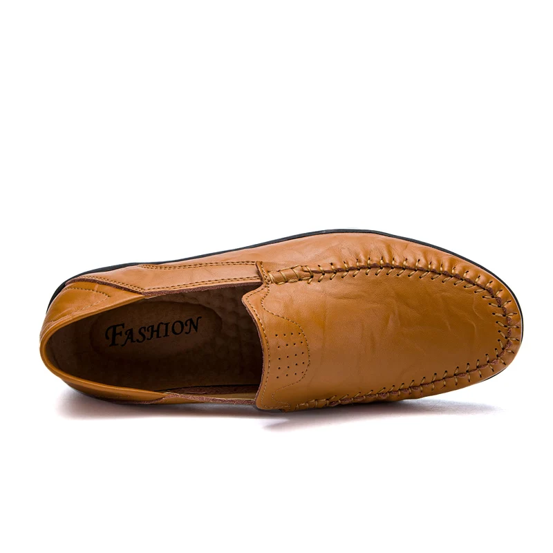 Genuine Leather Men's Loafers Shoes Slip On Lazy Casual Shoes Moccasins Men Flat Driving Shoes chaussure homme Big Size:38-47