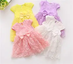 Кружевное платье принцессы с бантом и цветочным рисунком для маленьких девочек, милое вечерние без рукавов для