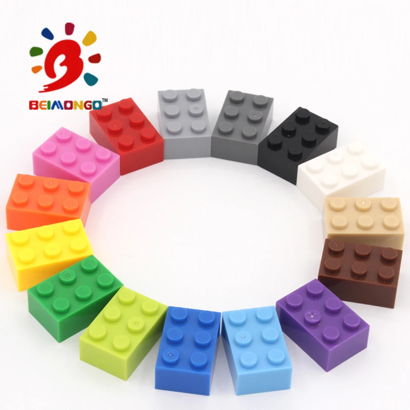 Бесплатная доставка! Строительные блоки BEIMONGO Bricks2x3 100 шт. пикселей Развивающие и