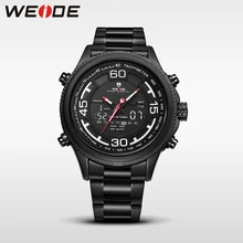 WEIDE 2017 genuine top brand luxury sport watch watch stainless steelin quartz LCD watches water resistant analog army clock men weide brand big dial army military japan quartz watch movement analog digital display water resistant leather strap alarm clock