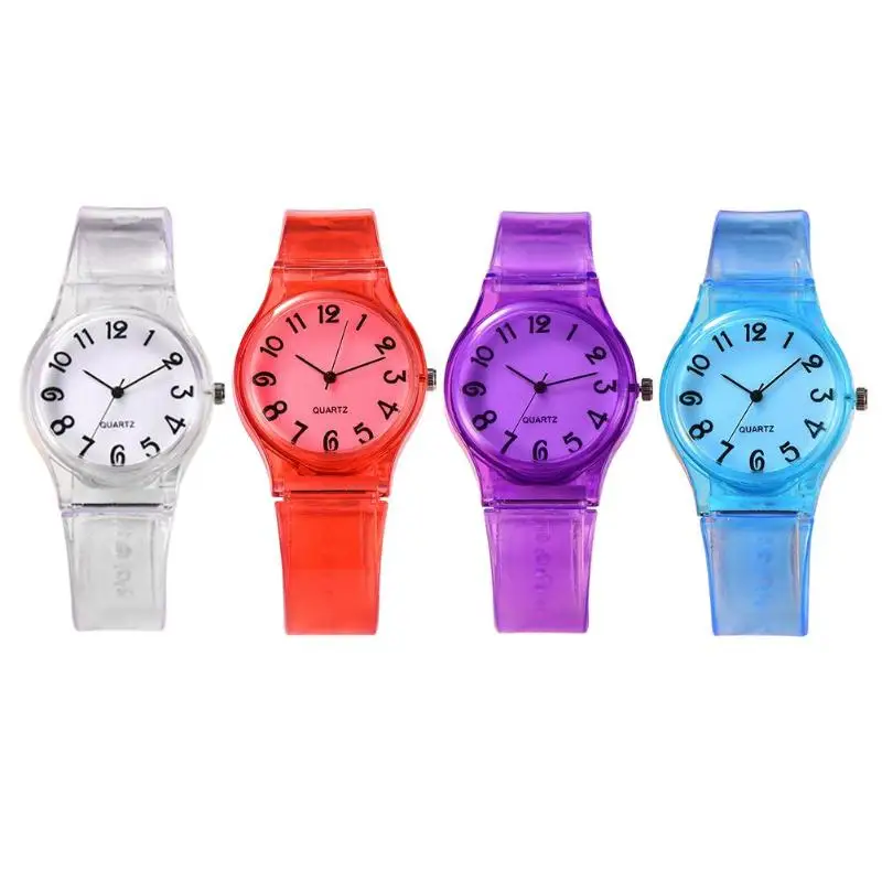 Силиконовый кварцевый ремешок часы для мальчиков и девочек с круглым циферблатом аналоговые детские наручные часы