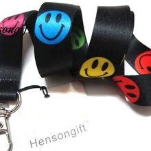 Hensongift цветной ремешок для ключей со смайликом, держатели для удостоверения личности, ремни для шеи мобильного телефона