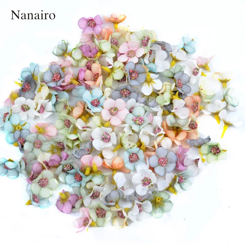 

200Pcs 2cm Multicolor Daisy Flower Heads Mini Silk Cheap Artificial Flowers for Wreath Scrapbooking Home Wedding Decoration