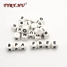TYRY. HU 200Pcs 12mm Silikon Brief Perlen Lebensmittel Grade Zahnen Pflege Lose Silikon Perlen Kauen Schnuller Kette Beißring Perle