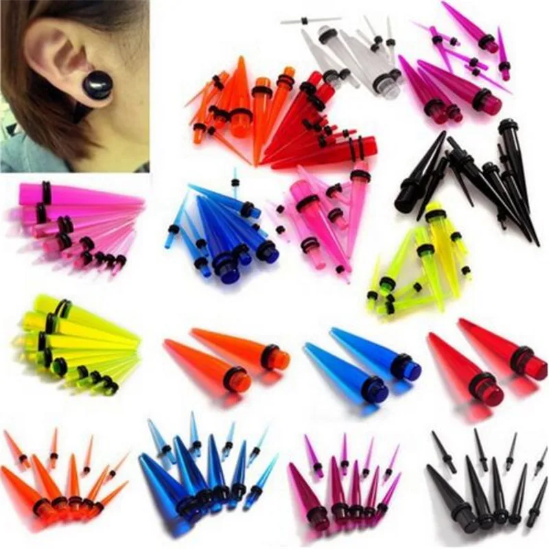144pcs Spike Ear Plug Taper Gauges Expander Stretchers Piercing Acrylic