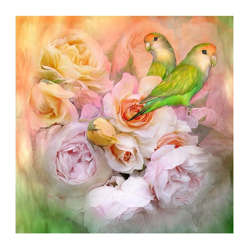 5D Square Diamond painting rhinestones peony flower and parrot birds picture of crystals embroidery cross stitch Diamond Mosaic 