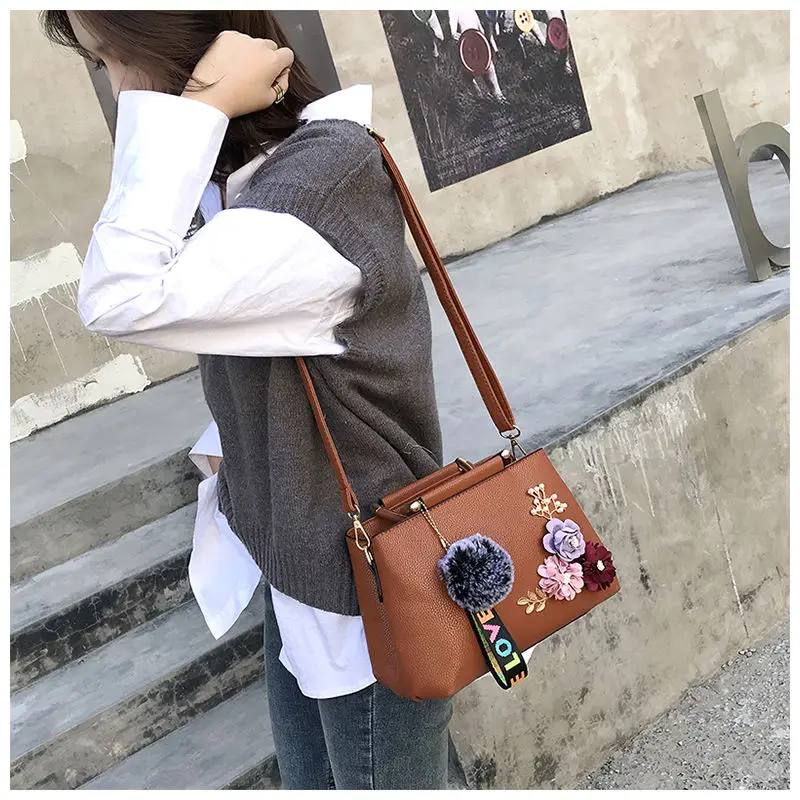 المرأة حقائب بو زهور بلاستيكية حقيبة ساع الفراء الكرة الفاخرة أعلى-حقائب بيد الإناث حمل Crossbody أكياس Bolsas الأنثوية