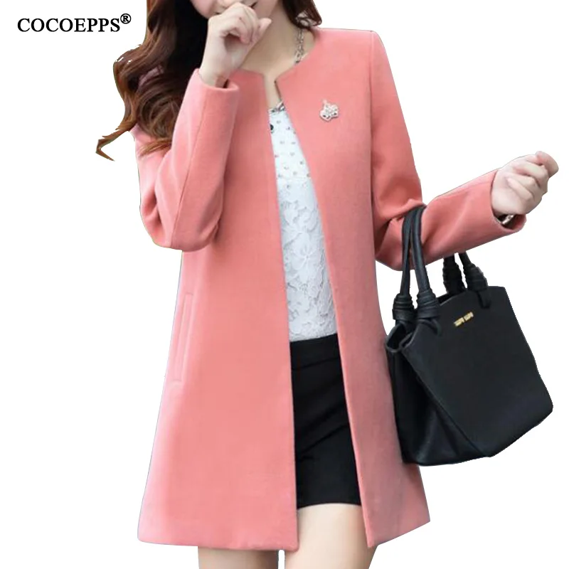 

2019 Plus size Long Sleeve Autumn Women Coats Winter Solid Casaco Female Big size Long Cardigan Slim Thin Coats Outerwear S-XXL