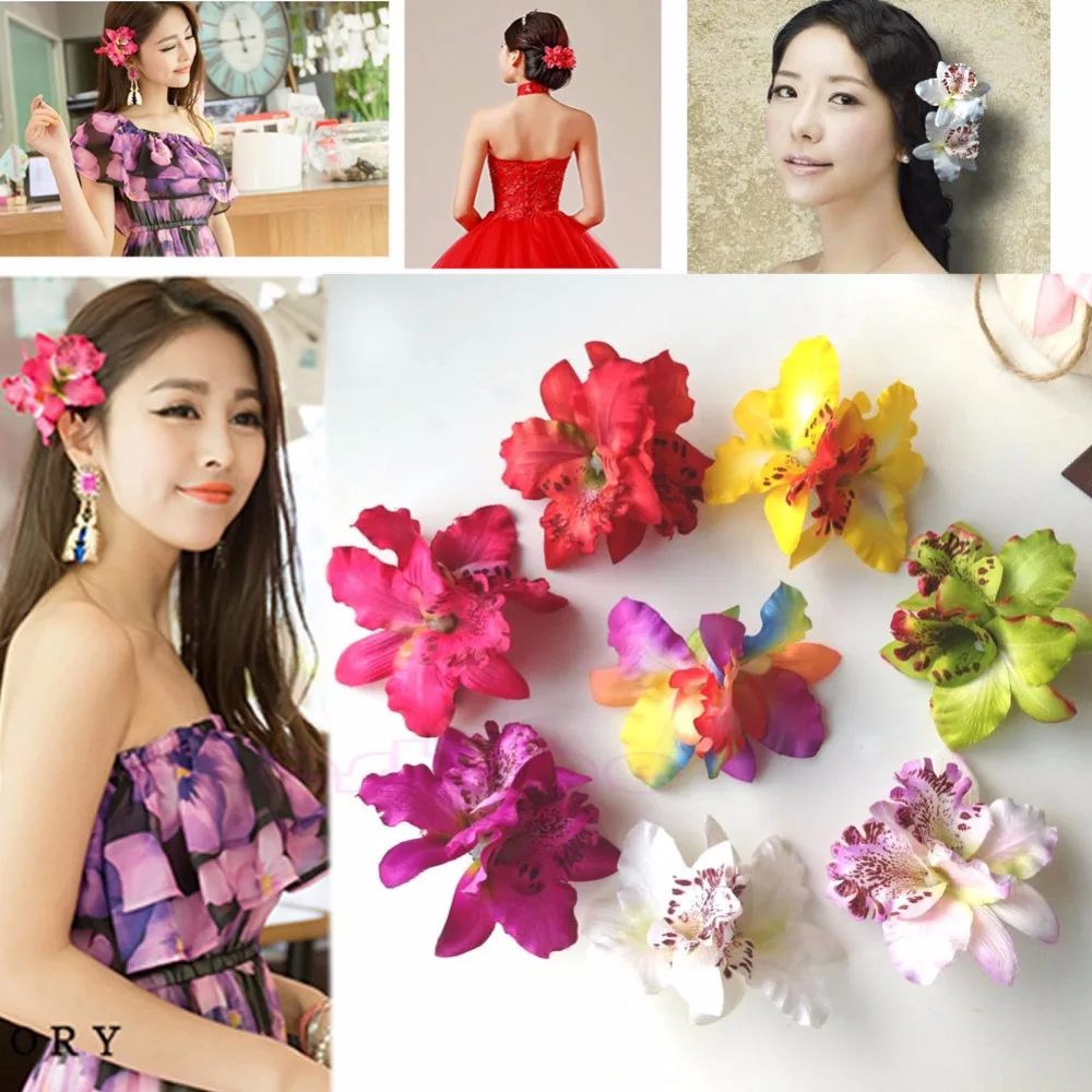 

New Fashion Girls Women Wedding Bridal Orchid Flower Leopard Hair Clip Gift