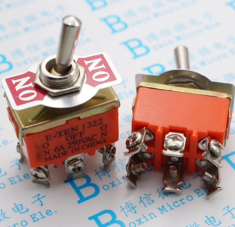 

10pcs/lot E-TEN1322 toggle switch 6 pin head 3 grade switch double pole double throw toggle switch power supply