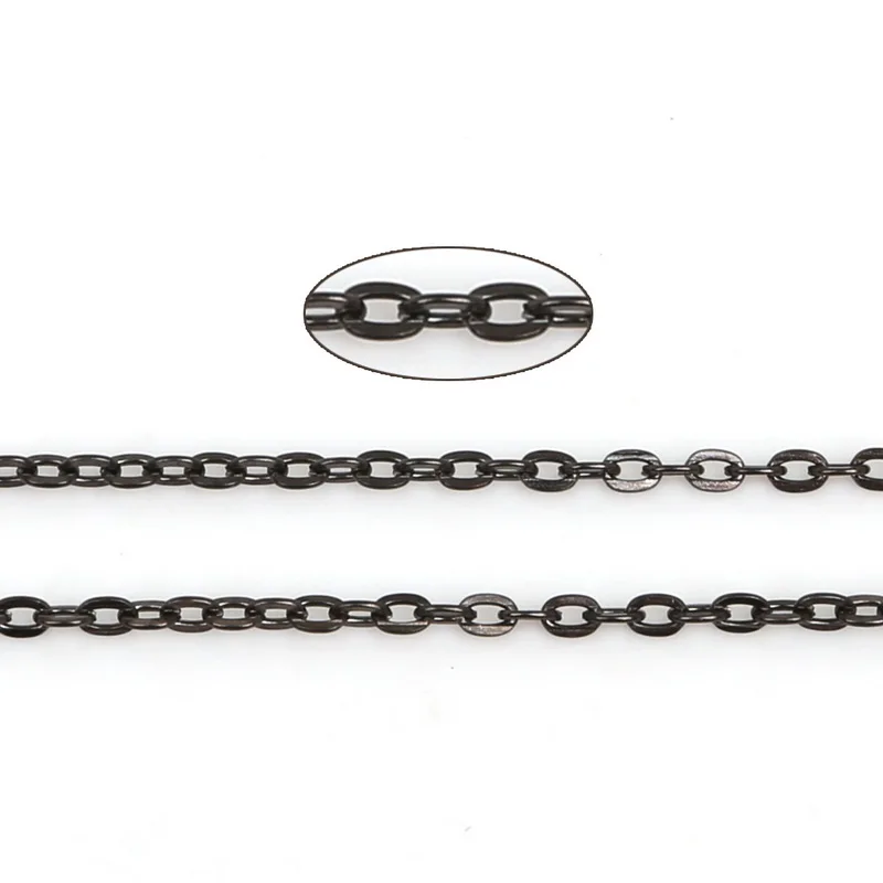 5m/lot Gunmetal Plated Necklace Chains Brass Bulk for DIY Jewelry