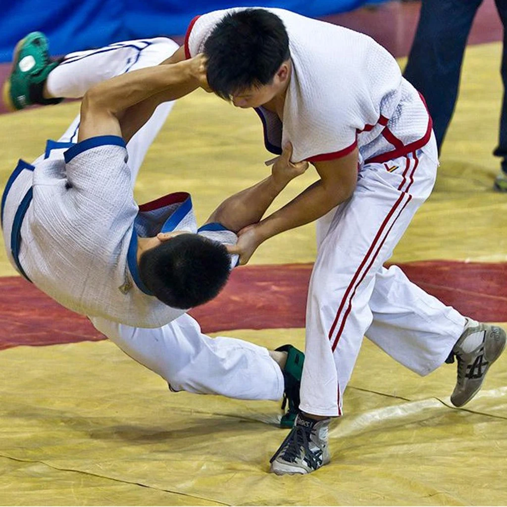 Chinese Wrestling Uniform Cotton Suit Top Clothes Pants Costume Sportswear for Taichi Judo Jitsu Taekwondo Competition Training