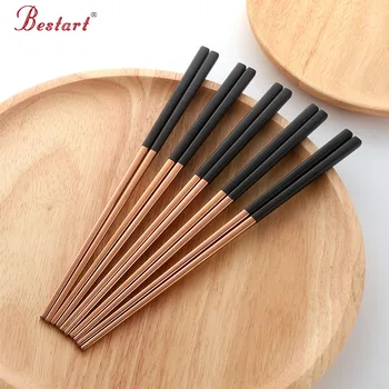 

5 Pairs Metal Hashi Chopsticks 304Stainless Steel Chinese Chopsticks Non-Slip Reusable Chopstick For Sushi Food Sticks Kitchen