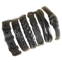 Wholesale 6pcs Female Male Leather Bracelets Wrap Bangle Party Gifts Or 10PCS (Random ) Mix Styles Braided