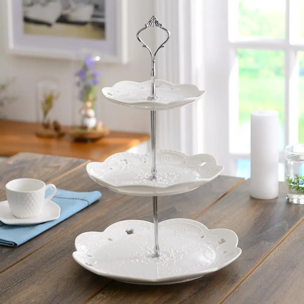 

3 Tiers Round Serving Tray Platters Appetizer Dessert Cake Plate Stand Holder Great For Wedding Party Birthday Rack Tool