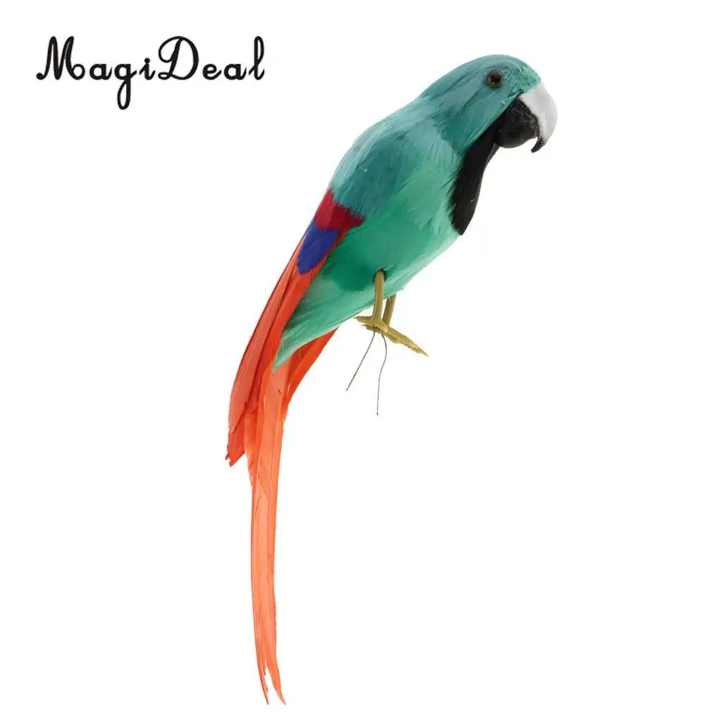 12'' / 30cm Decorative Feather Parrot Model Artificial Bird Statue Macaw Figurine Fancy Dress Props Garden Lwan Tree Decor
