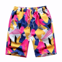 2019 de verano de los hombres pantalones cortos bañador tipo bóxer transpirables cortos de la bola del dragón del impreso pantalones cortos de playa de los hombres cortos elástico en la cintura 4XL