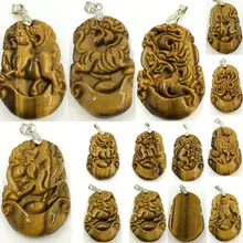 Модные ювелирные изделия 22x35x8 мм, красивый тигровый глаз, китайское искусство зодиака, женская и мужская бусина-подвеска WFH576