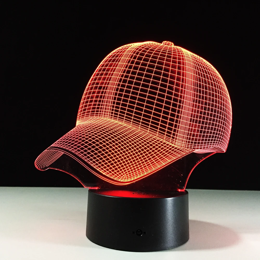 

New 3D Baseball Hat Helmet Cap LED Lamp Sport Night Light USB Touch Remote Controller Colorful Gradient Visual Boy Gift Toys