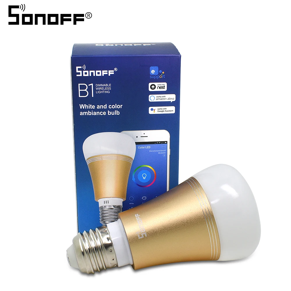 Интеллектуальный выключатель света Sonoff B1 светодиодная лампочка с