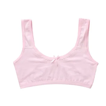 

Children Underwear Puberty Girls Summer Solid Print Seamless Training Bra Teenage Soft Cotton Underwear