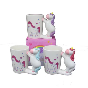 

300ml creative cartoon mug New painted ceramic coffee cup with handle cute unicorn ceramic cup party wedding gift unicorn mug