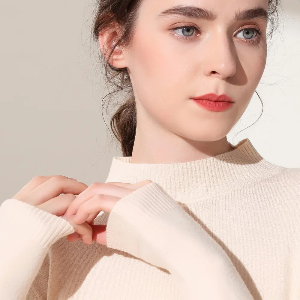 Autumn and winter wool sweater female half-high collar long-sleeved casual pullover soft and comfortable sweater anti-pilling Autumn and winter wool sweater female half-high collar long-sleeved casual pullover soft and comfortable sweater anti-pilling
