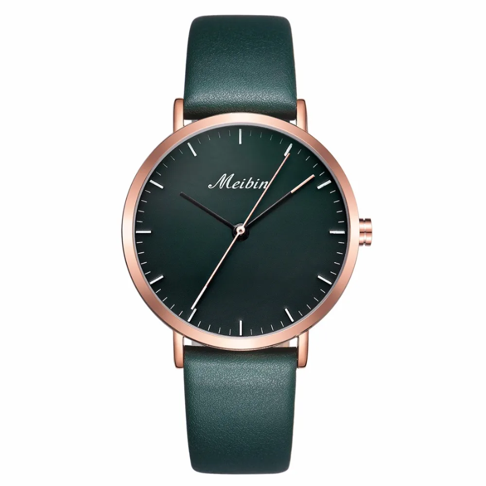 

Green relojes mujer quartz relogio feminino women's watches leather ladies watch large round zegarek fashion new arrival clock