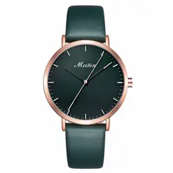 Зеленый Relojes Mujer Кварцевые Relogio feminino женские часы кожаные женские часы большие круглые zegarek Модные Новое поступление часы