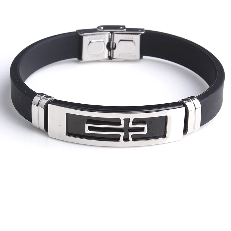

free shipping Cross Silicone 316L Stainless Steel bracelets for men
