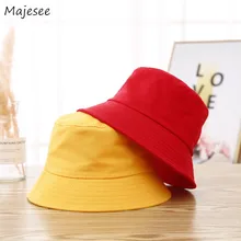 Женские шапки-ведерки, простые, одноцветные, подходят ко всему, красные, трендовые, для студентов, корейский стиль, высокое качество, для женщин, летние, для отдыха, женская шляпа, милая